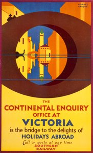Continental Enquiry Office Victoriassa, juliste, joka mainostaa eteläistä rautatietä